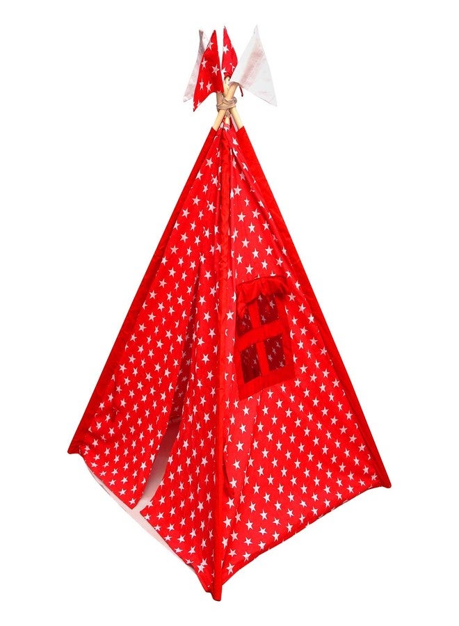 Next Day Art Tent House for Kids Kids Tepee Tent with Padded Mat, Kids Canopy Play Tent, Playard, Playhouse Big Portable Tent for Kids for Indoor and Outdoor- Red - Image 1